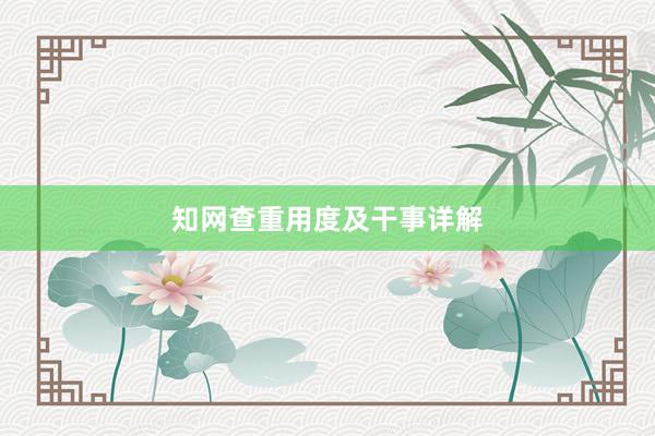 知网查重用度及干事详解